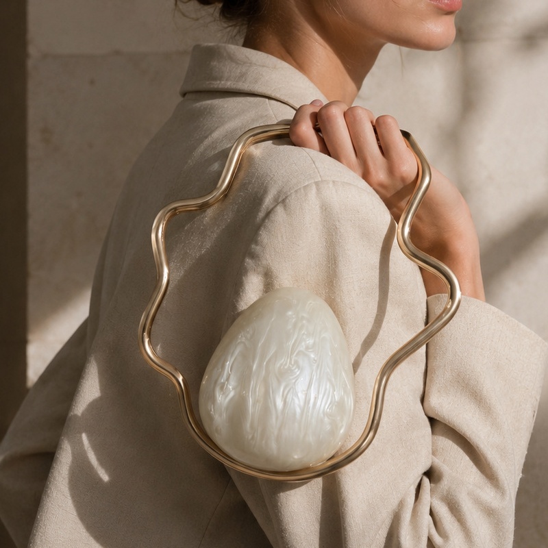 Luxury Bags Gold - Mini Borsa a Uovo in Acrilico