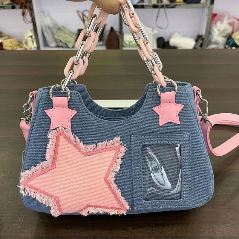 Luxury Bags Tote - Borsa Shopper in Denim da Donna,